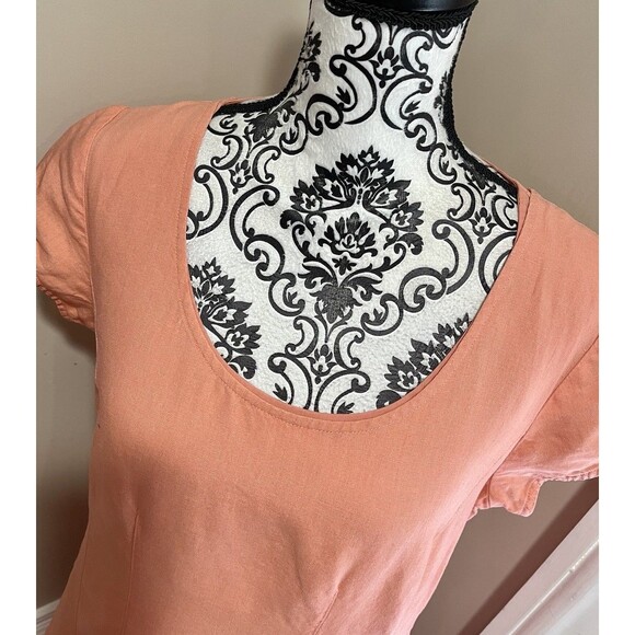 J. Jill Fit N Flare Dress Peach 100% Linen M Relaxed Lined Comfy Beach Church - Picture 2 of 11